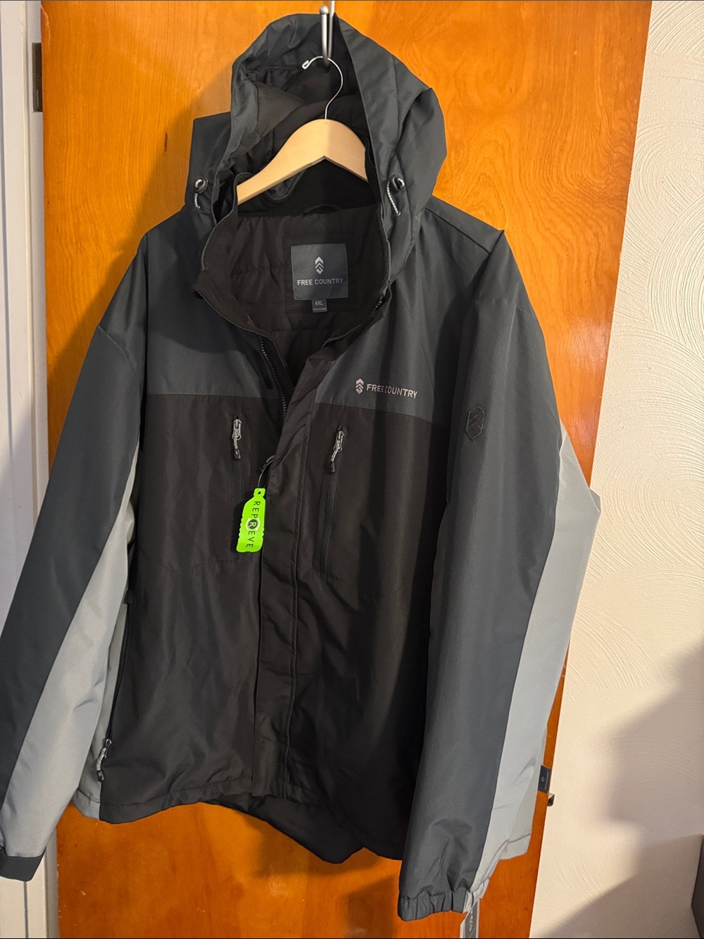 Gray Parka Jacket Mens 4X Free Country Zip Pockets